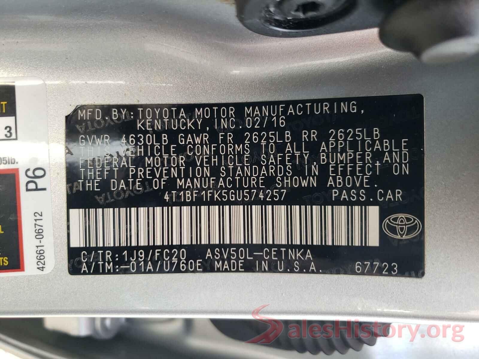 4T1BF1FK5GU574257 2016 TOYOTA CAMRY