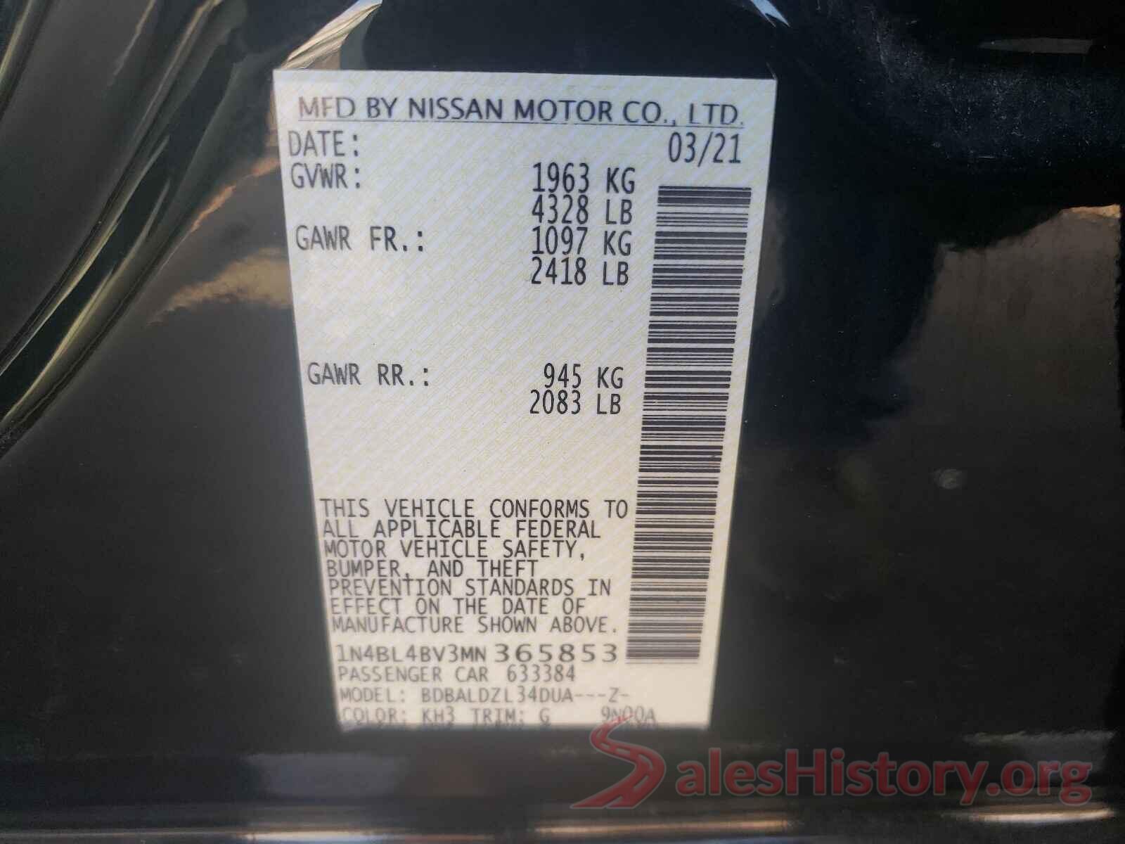 1N4BL4BV3MN365853 2021 NISSAN ALTIMA