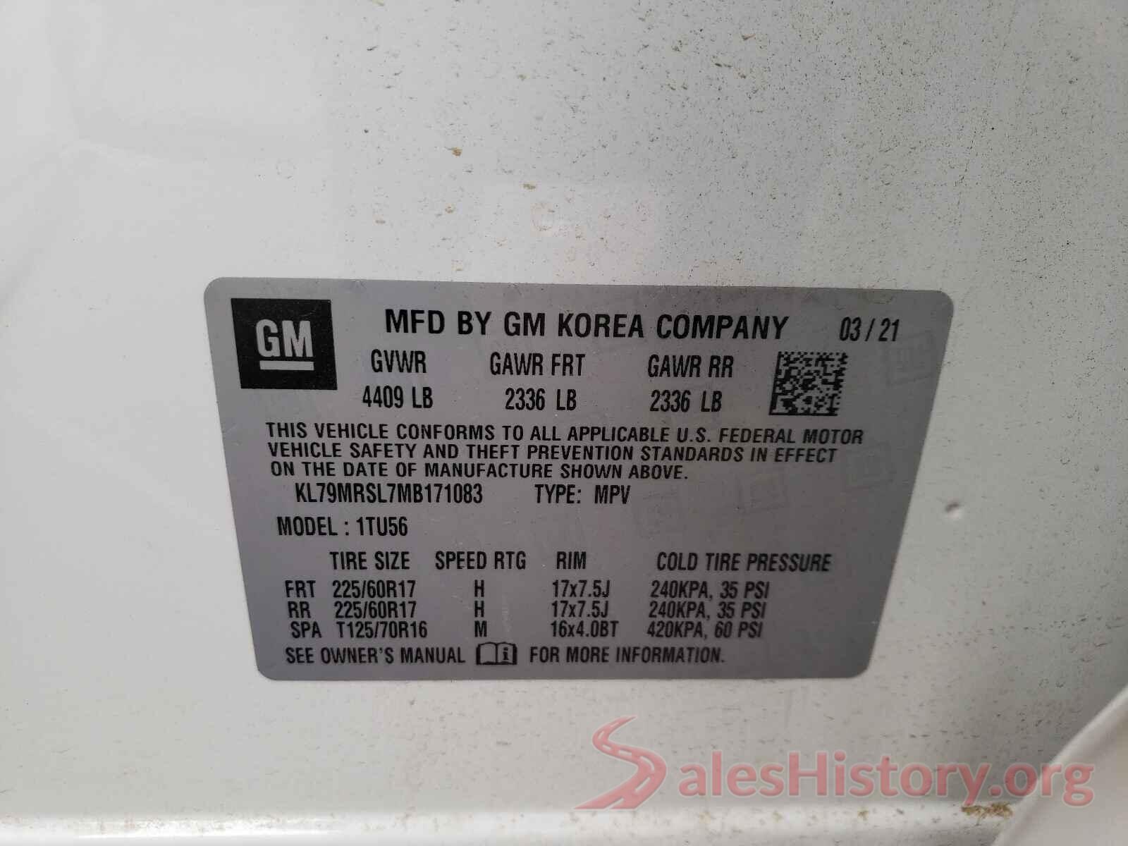 KL79MRSL7MB171083 2021 CHEVROLET TRAILBLAZE