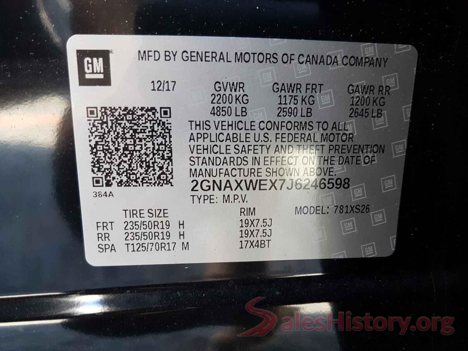 2GNAXWEX7J6246598 2018 CHEVROLET EQUINOX