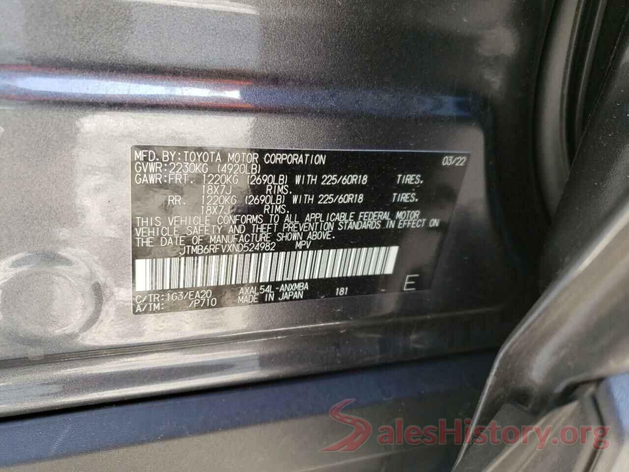 JTMB6RFVXND524982 2022 TOYOTA RAV4