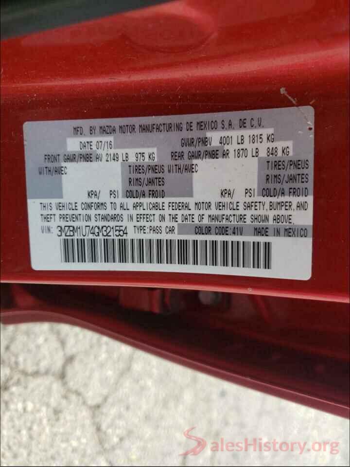 3MZBM1U74GM321554 2016 MAZDA 3