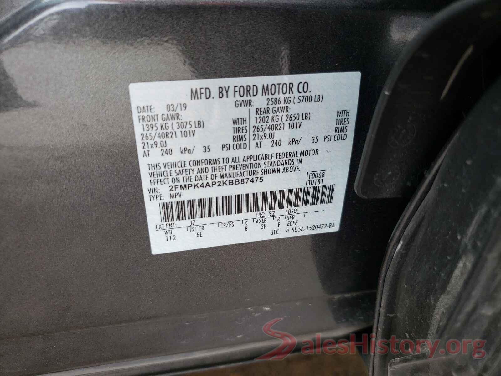 2FMPK4AP2KBB87475 2019 FORD EDGE