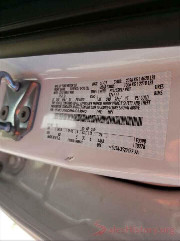 1FMCU0GD9HUC63940 2017 FORD ESCAPE