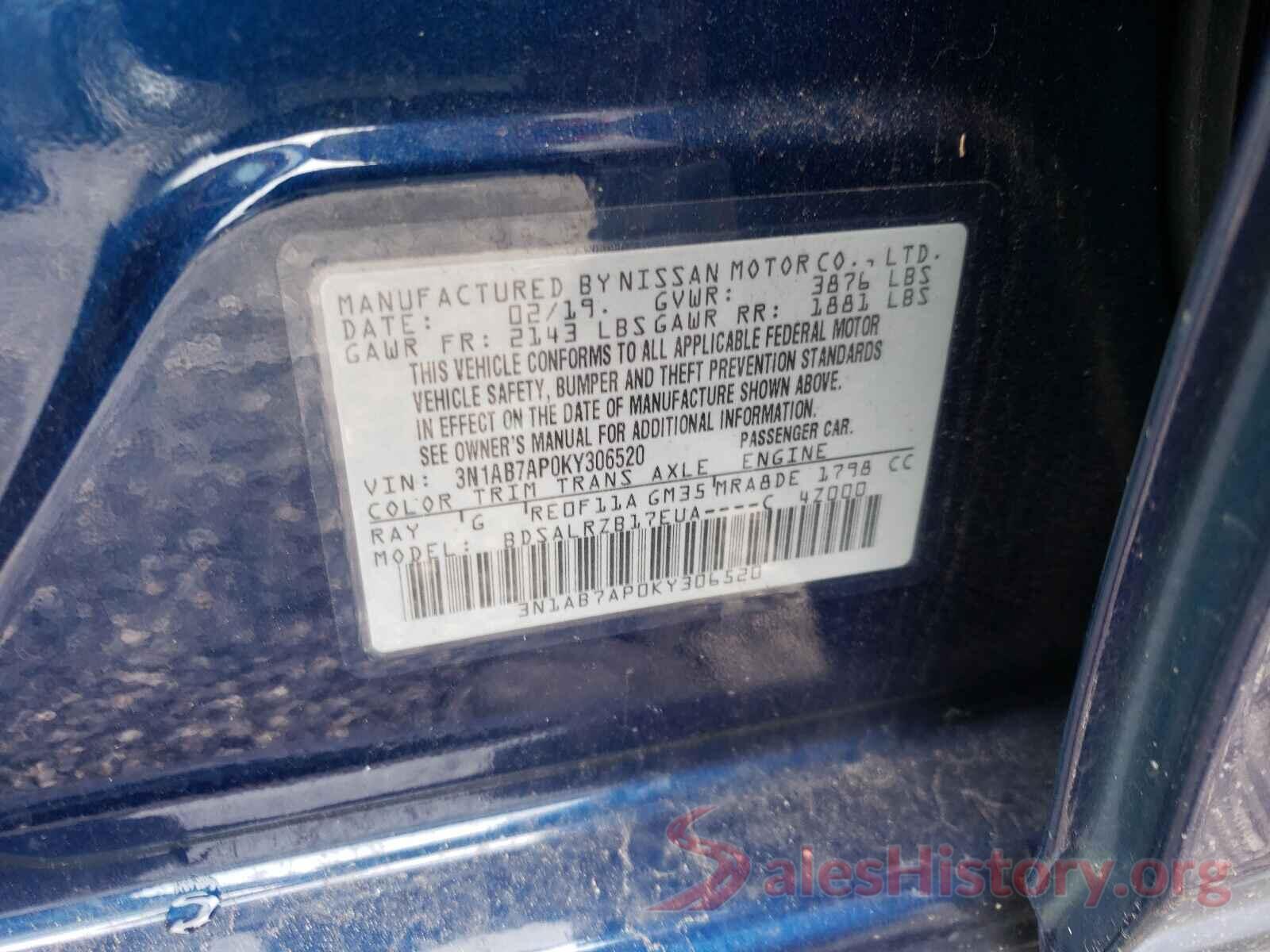 3N1AB7AP0KY306520 2019 NISSAN SENTRA