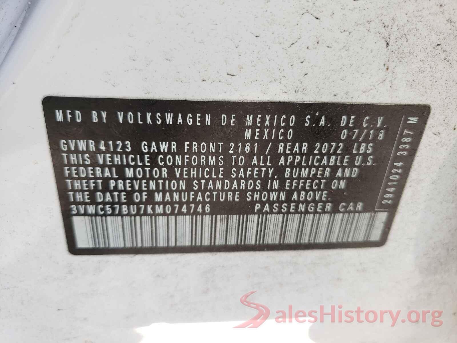 3VWC57BU7KM074746 2019 VOLKSWAGEN JETTA