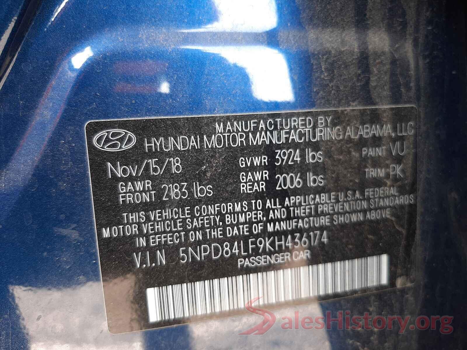 5NPD84LF9KH436174 2019 HYUNDAI ELANTRA