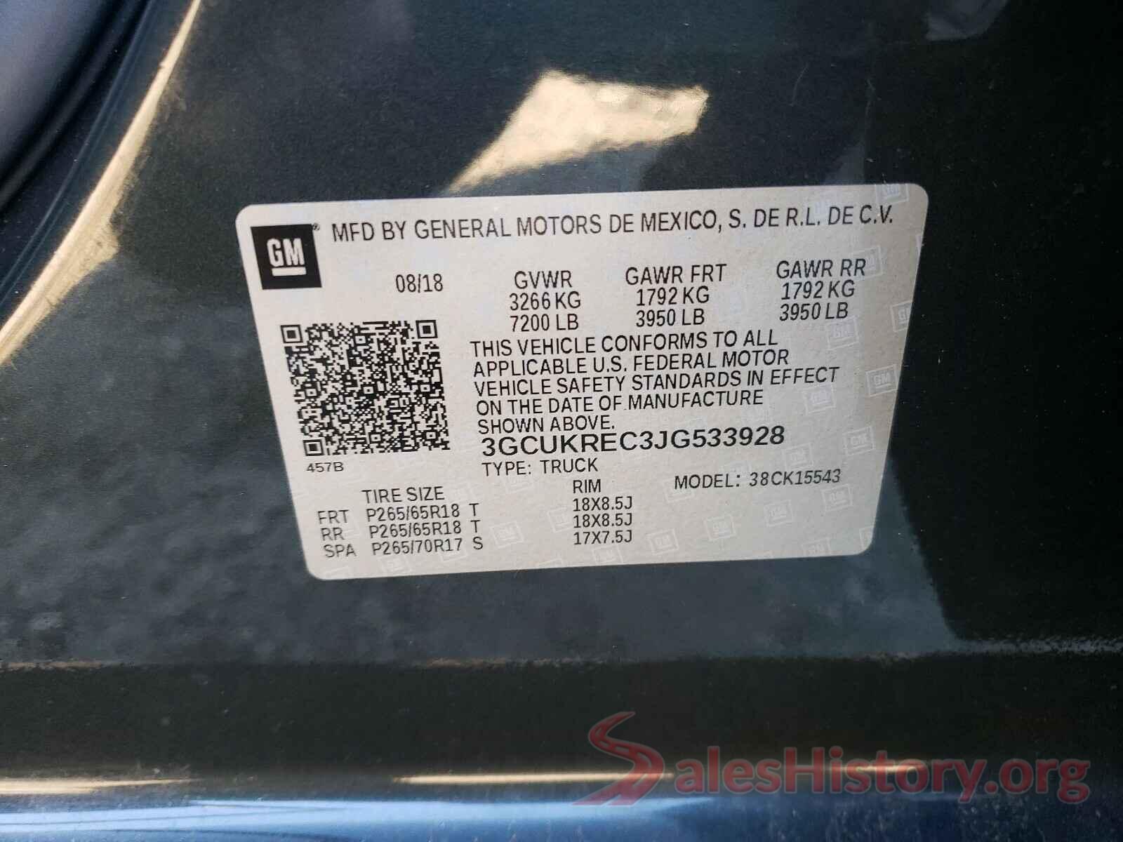 3GCUKREC3JG533928 2018 CHEVROLET SILVERADO