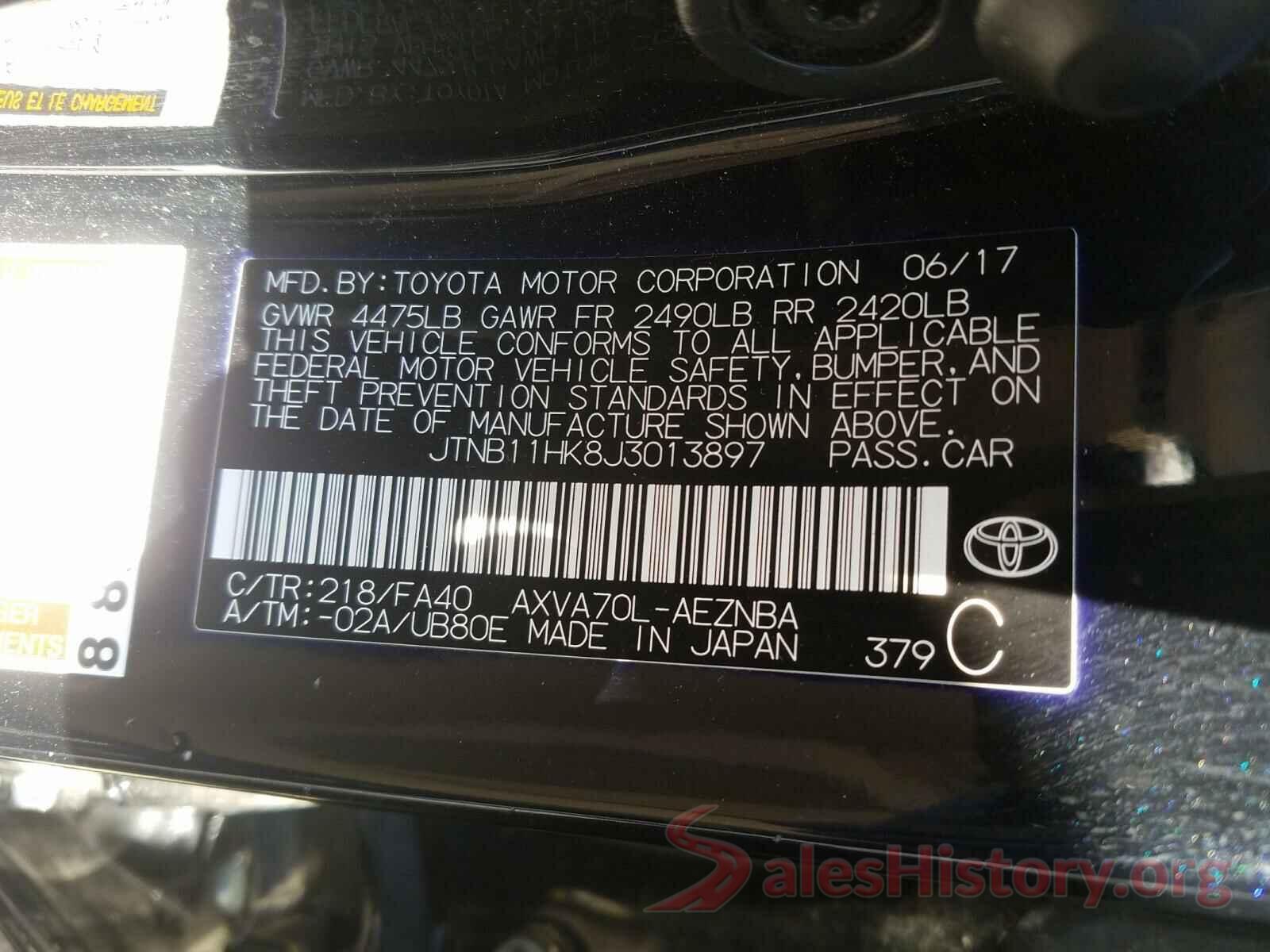 JTNB11HK8J3013897 2018 TOYOTA CAMRY