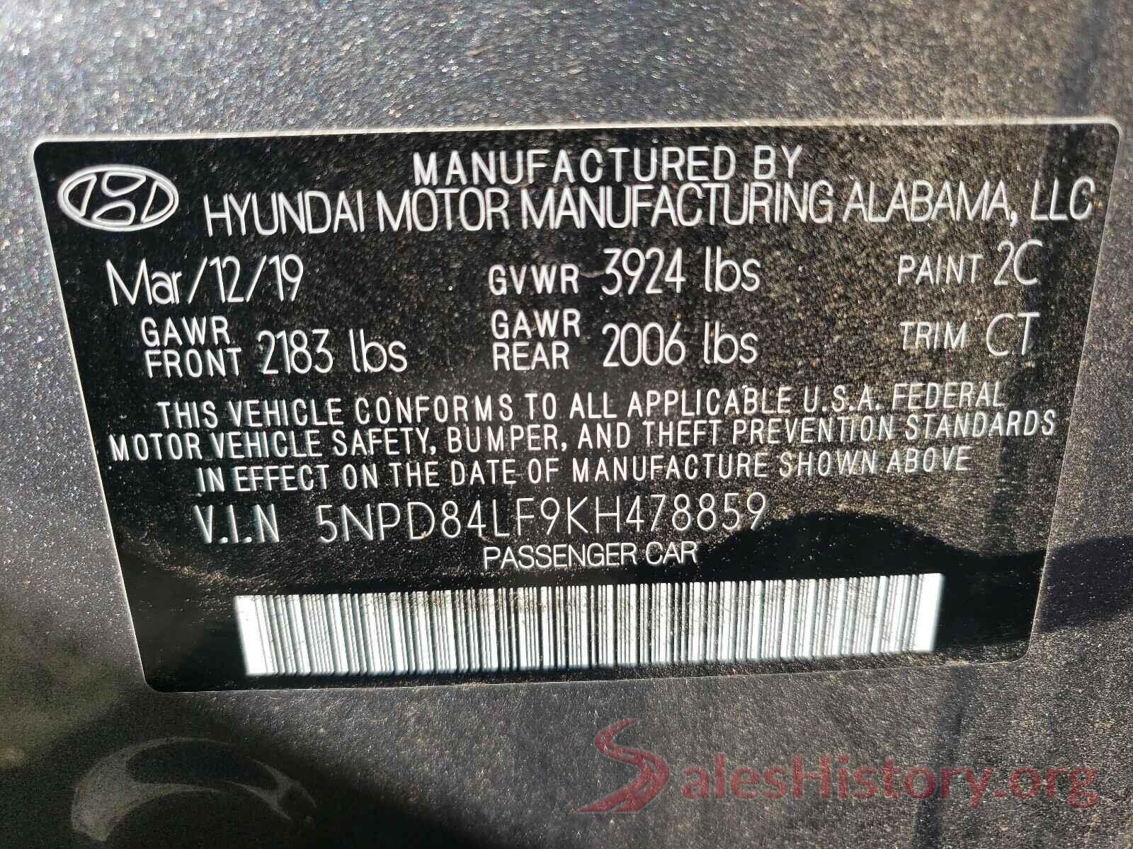 5NPD84LF9KH478859 2019 HYUNDAI ELANTRA