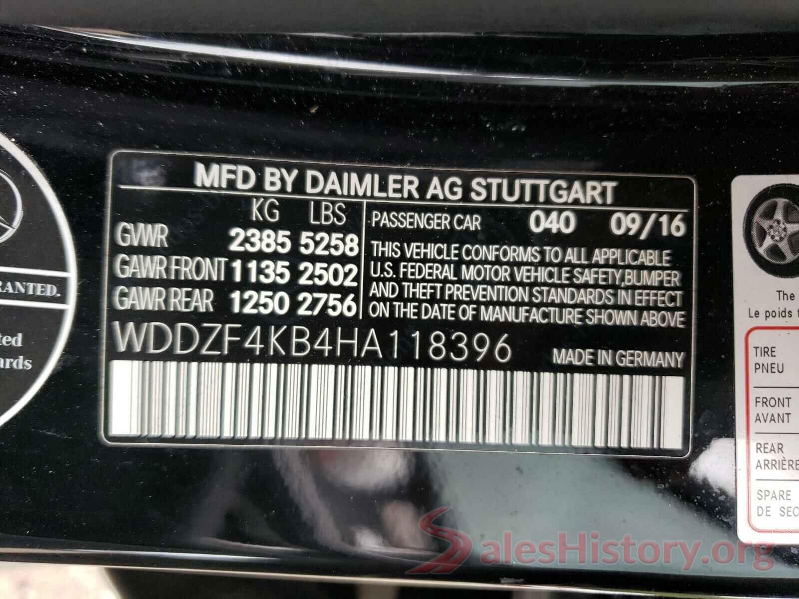 WDDZF4KB4HA118396 2017 MERCEDES-BENZ E-CLASS