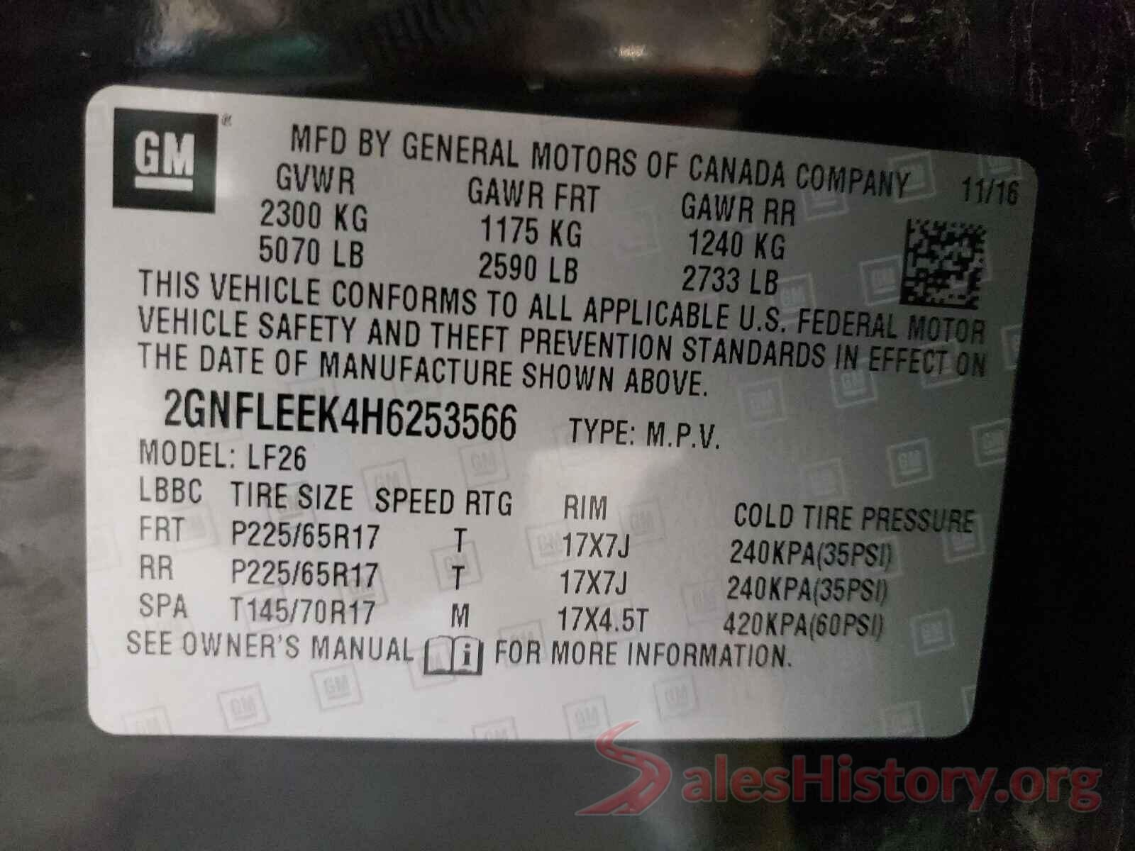 2GNFLEEK4H6253566 2017 CHEVROLET EQUINOX