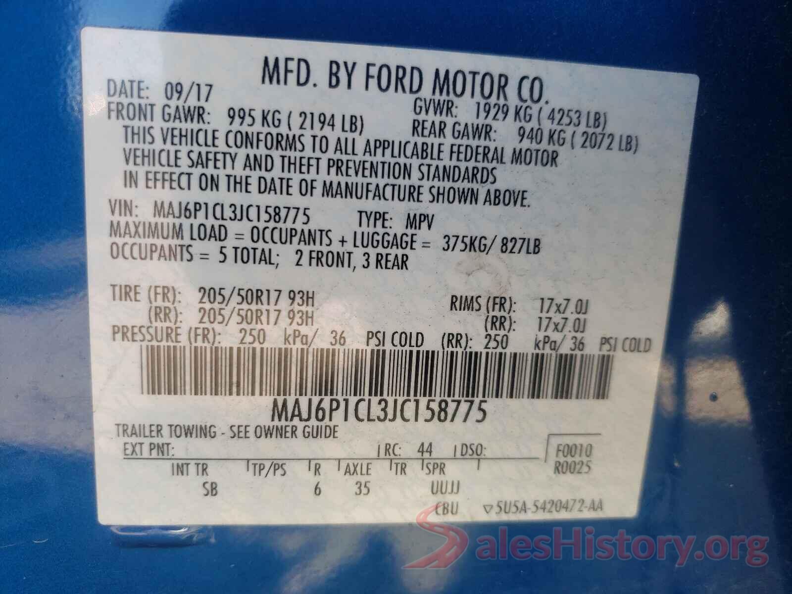 MAJ6P1CL3JC158775 2018 FORD ALL OTHER