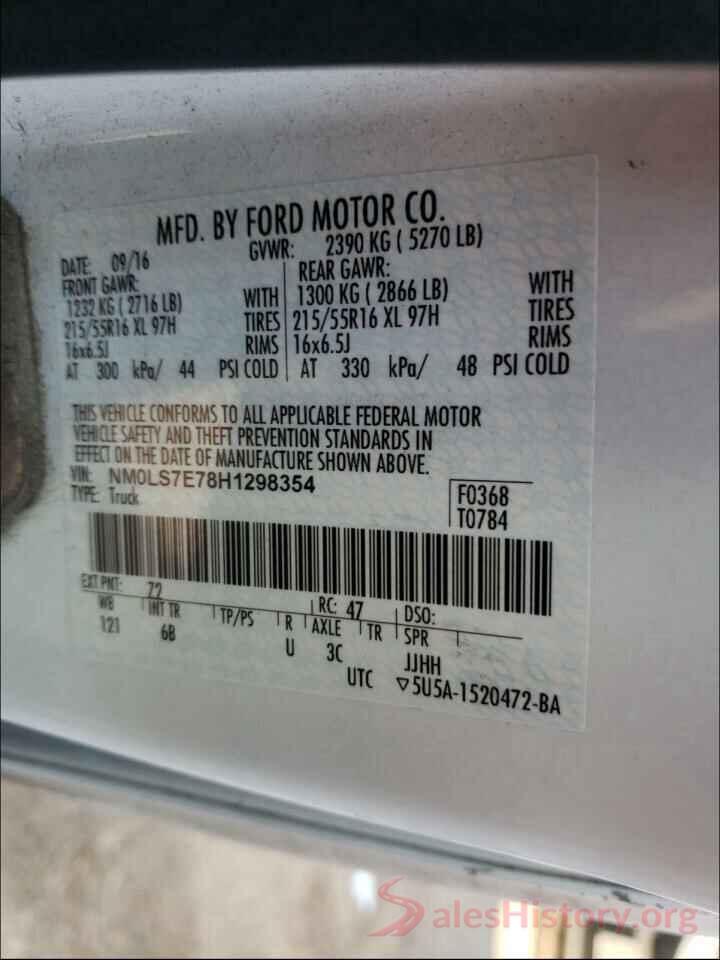 NM0LS7E78H1298354 2017 FORD TRANSIT CO