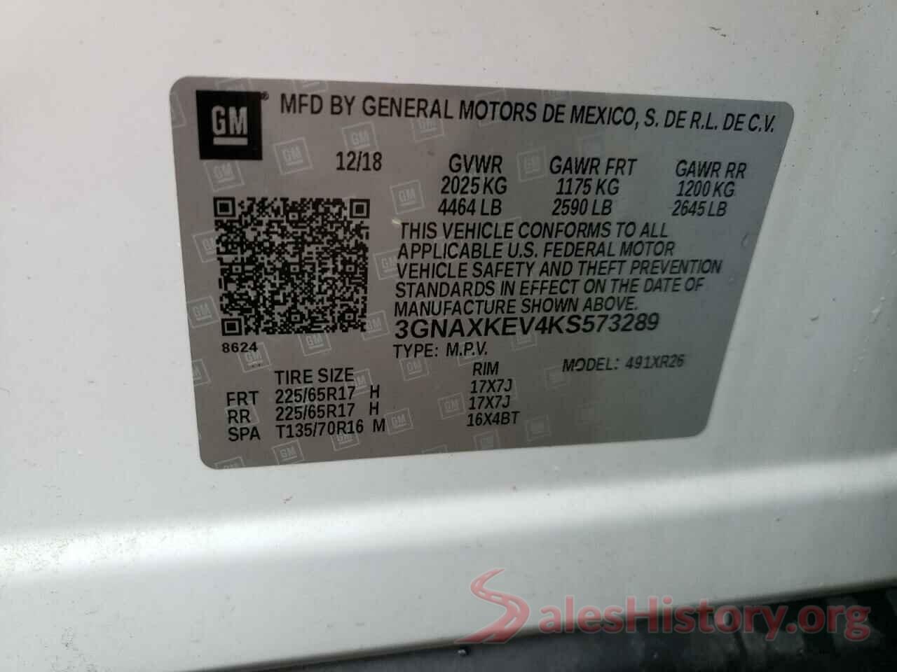 3GNAXKEV4KS573289 2019 CHEVROLET EQUINOX