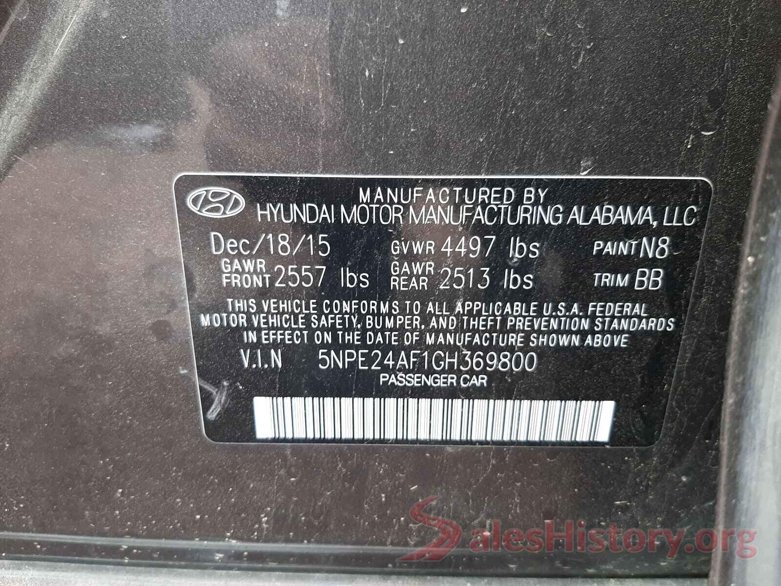 5NPE24AF1GH369800 2016 HYUNDAI SONATA