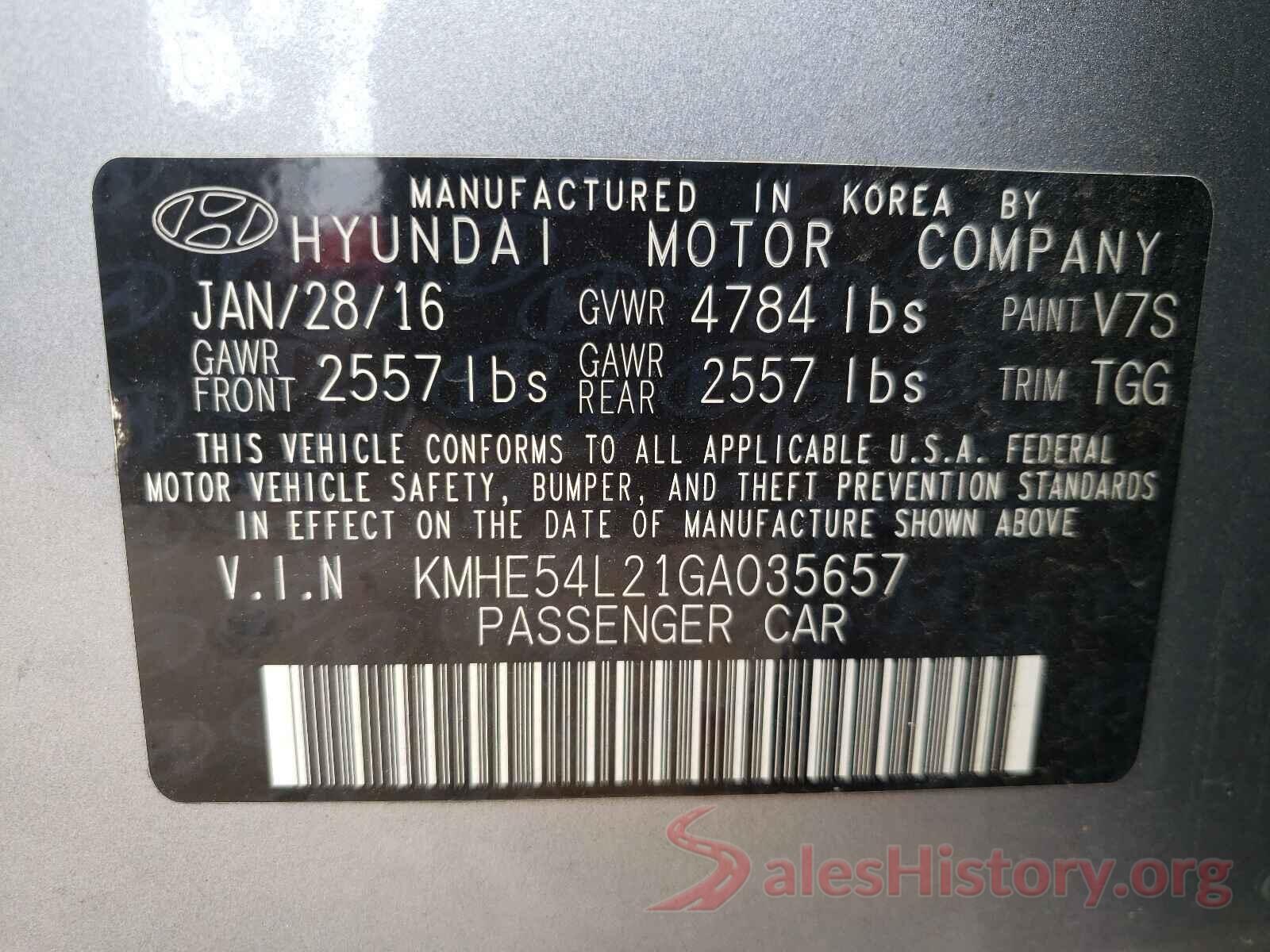 KMHE54L21GA035657 2016 HYUNDAI SONATA