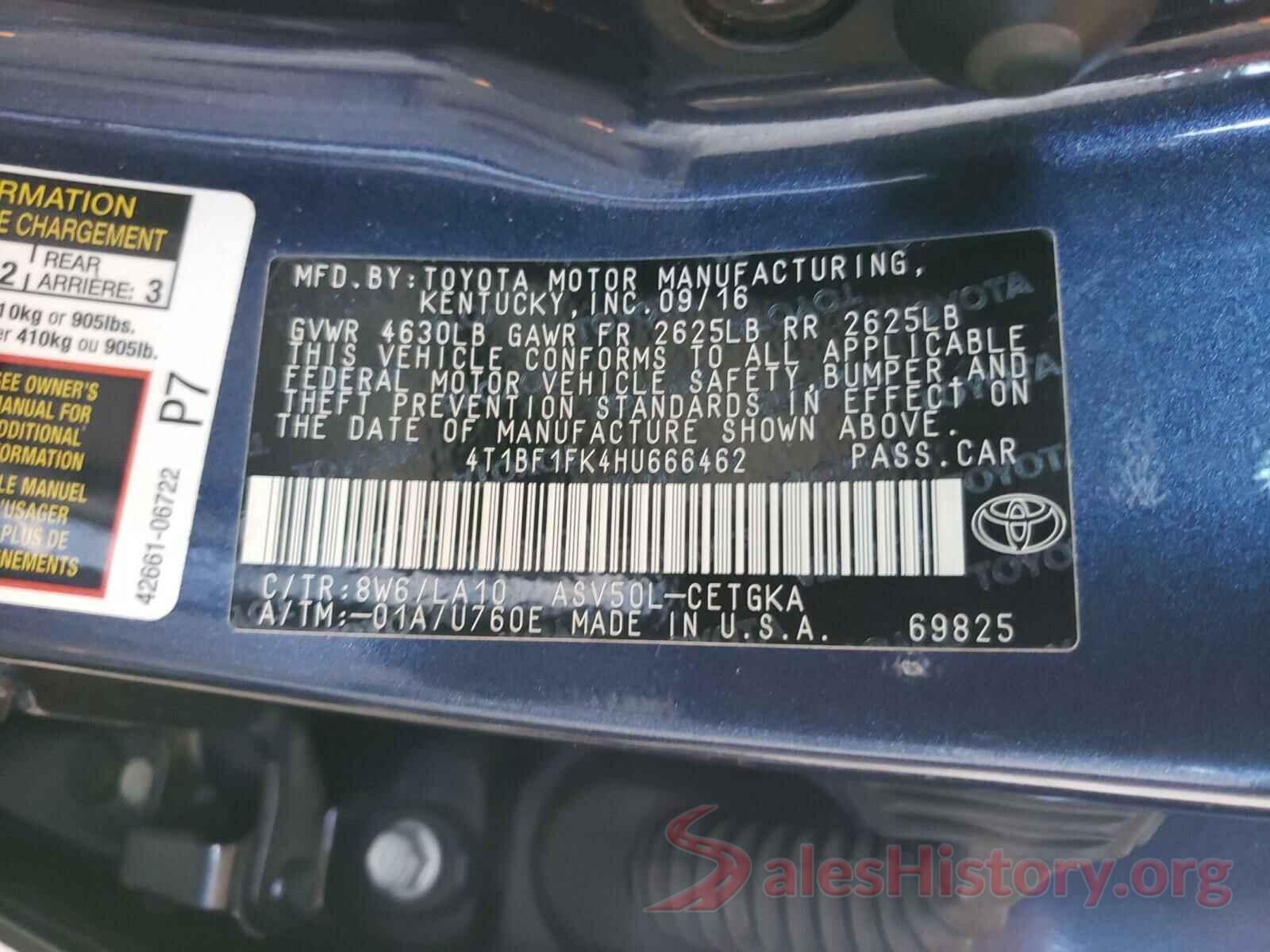 4T1BF1FK4HU666462 2017 TOYOTA CAMRY