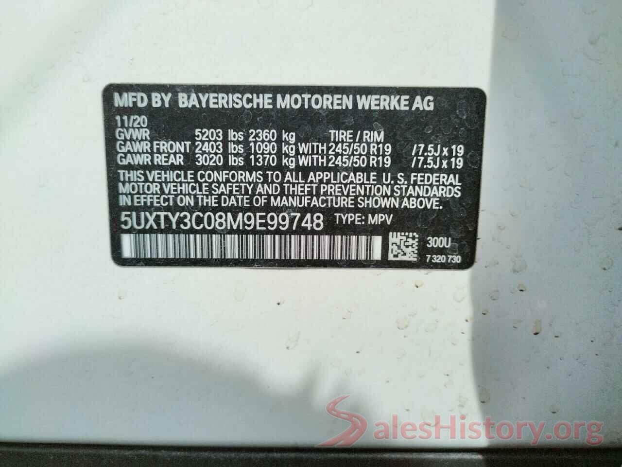 5UXTY3C08M9E99748 2021 BMW X3