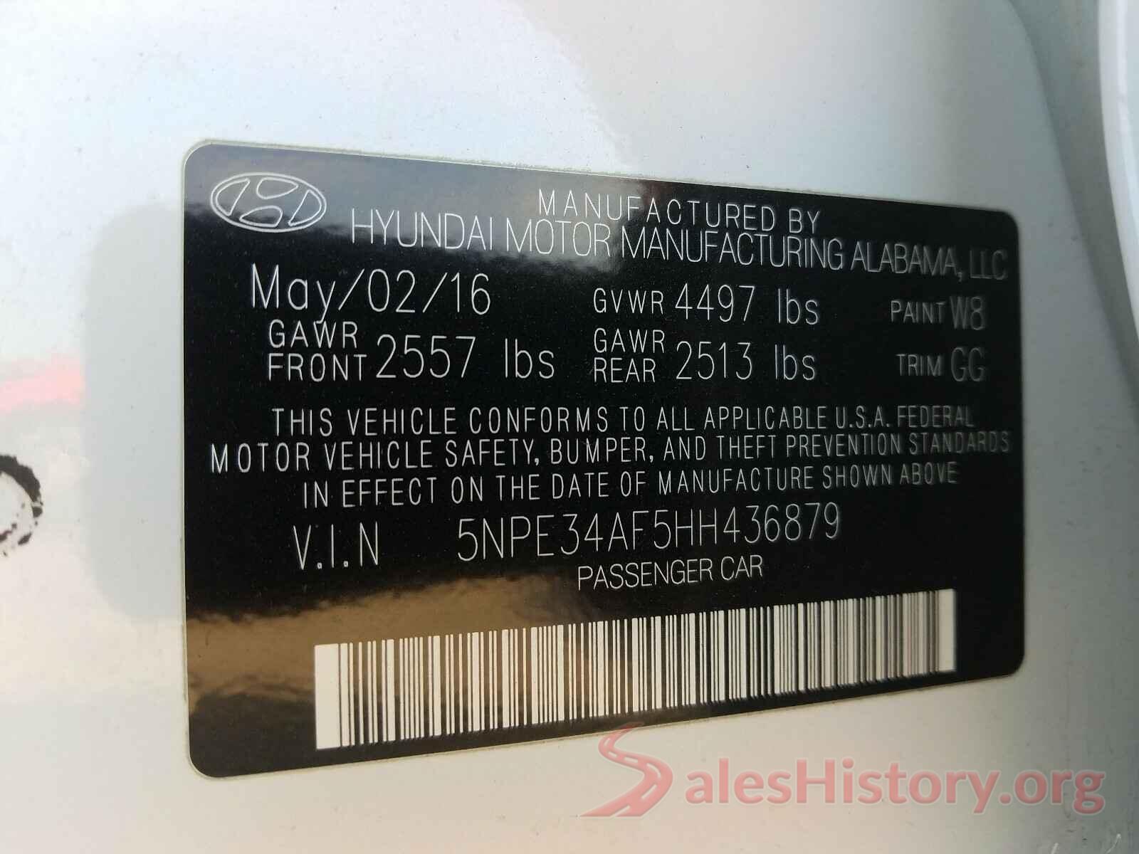 5NPE34AF5HH436879 2017 HYUNDAI SONATA