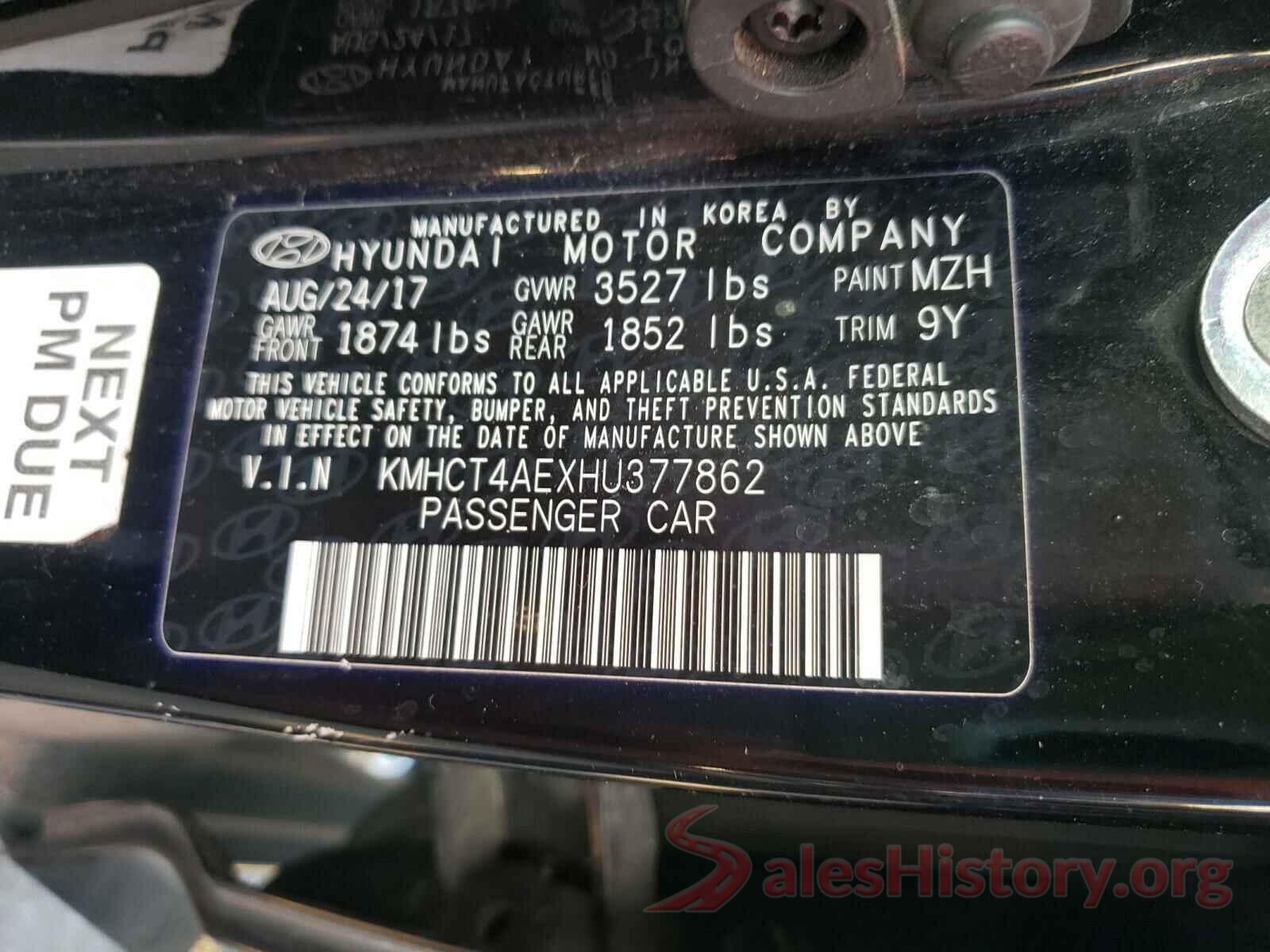 KMHCT4AEXHU377862 2017 HYUNDAI ACCENT