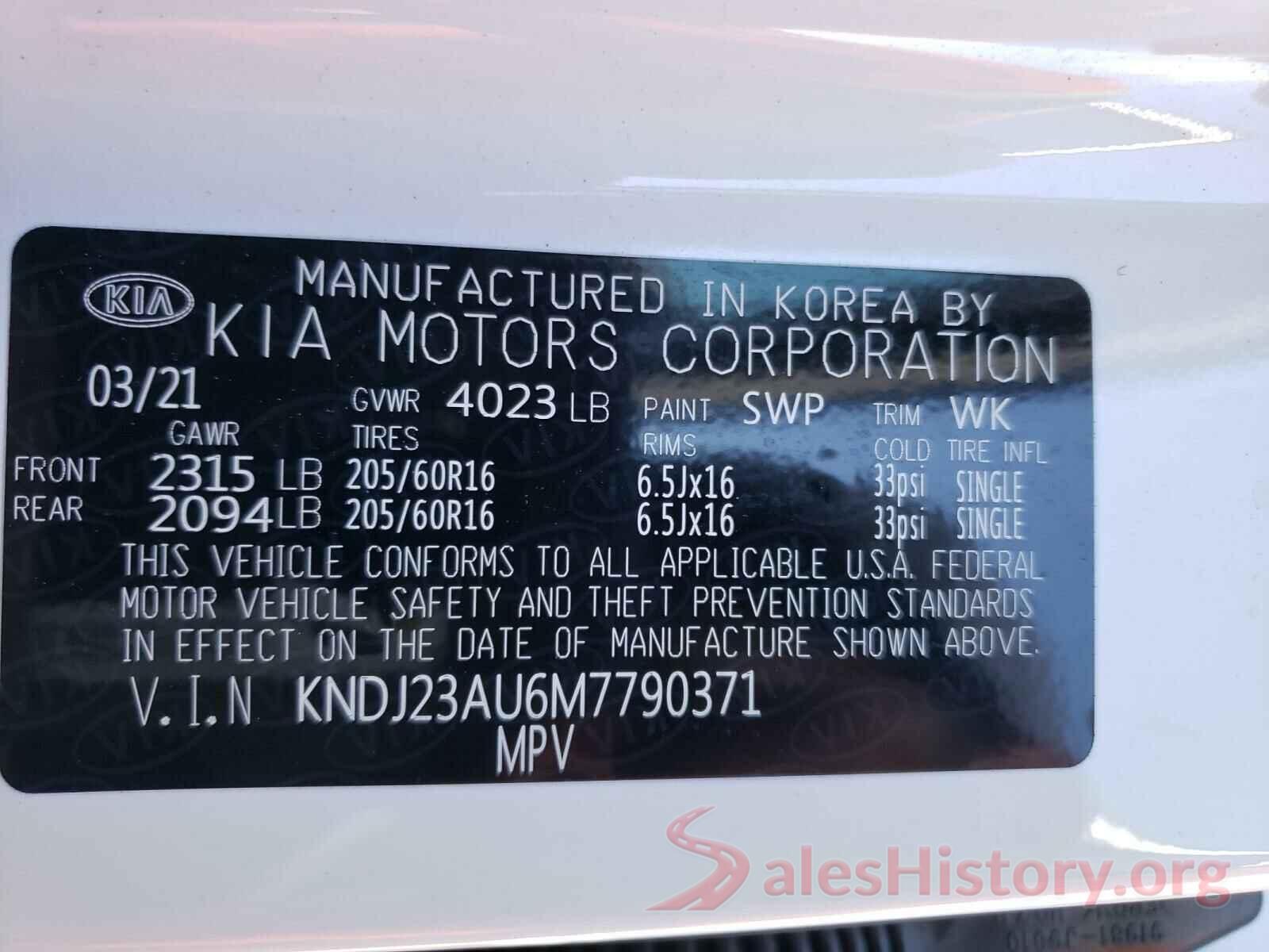 KNDJ23AU6M7790371 2021 KIA SOUL