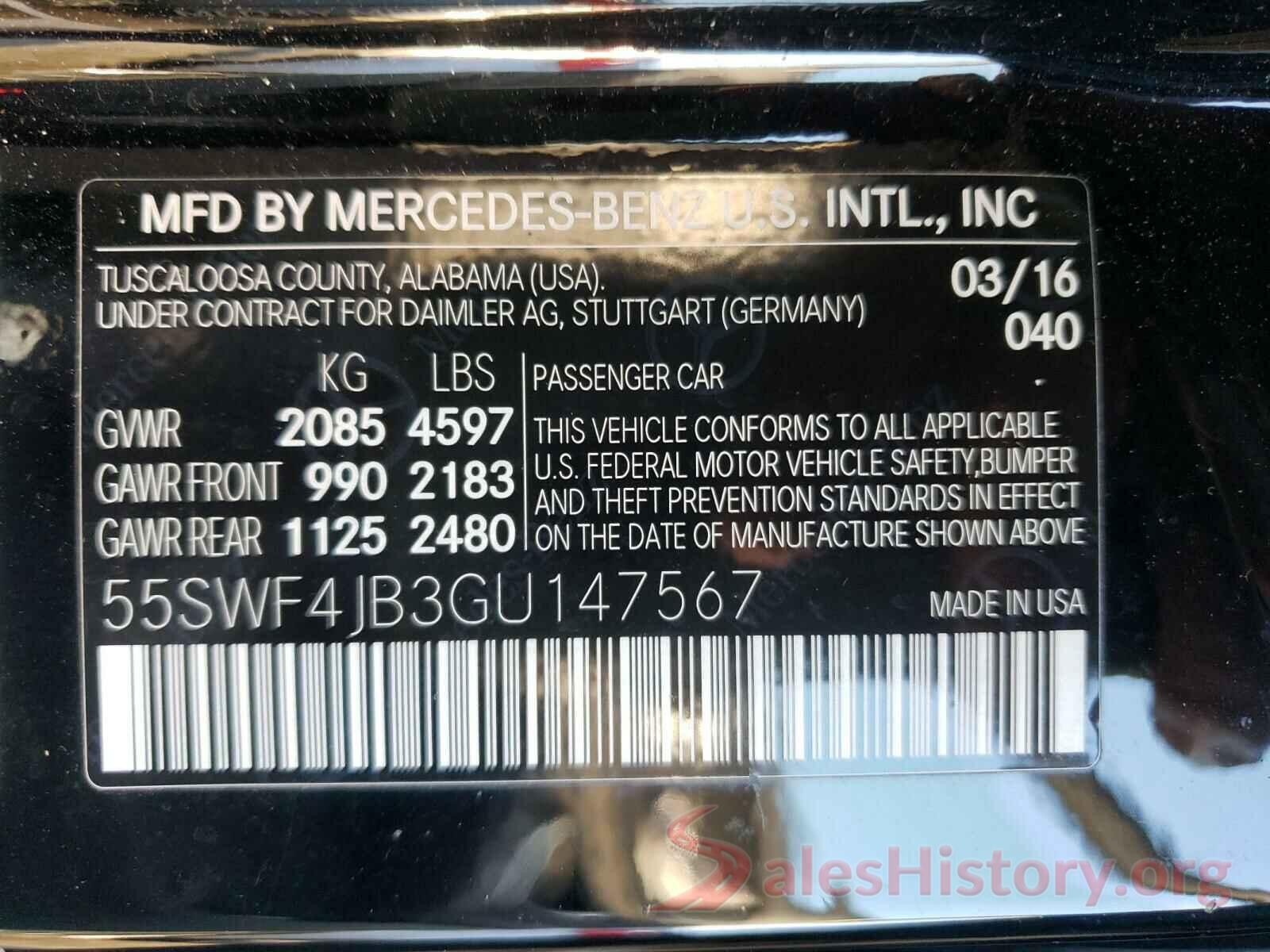 55SWF4JB3GU147567 2016 MERCEDES-BENZ C CLASS