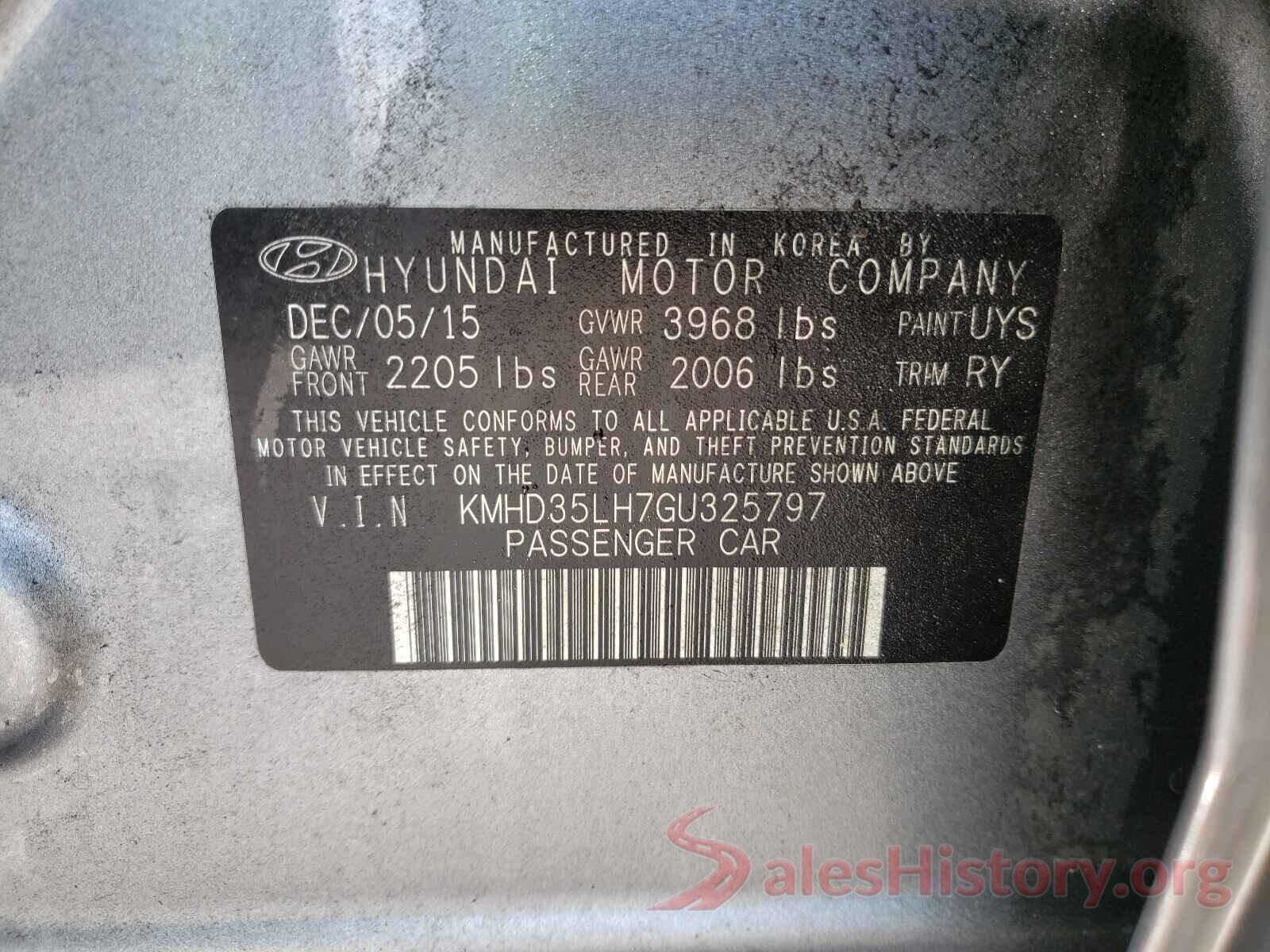 KMHD35LH7GU325797 2016 HYUNDAI ELANTRA