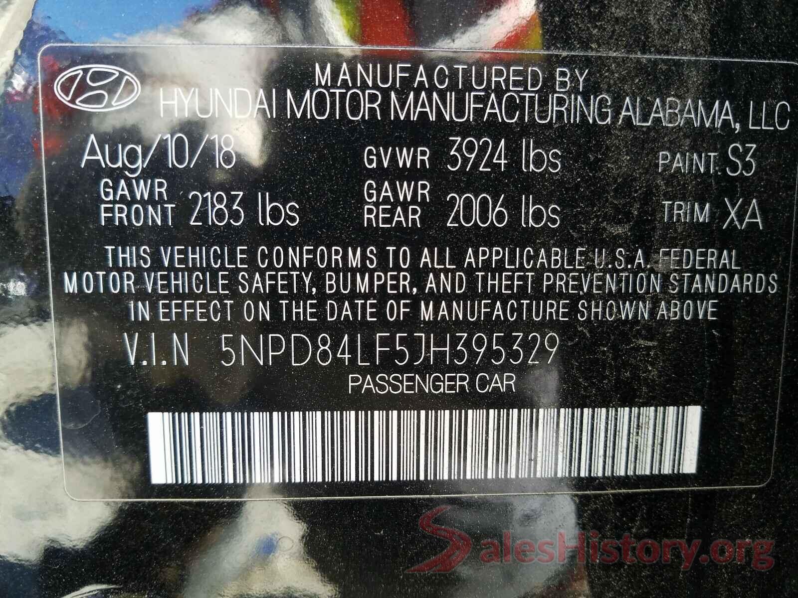 5NPD84LF5JH395329 2018 HYUNDAI ELANTRA