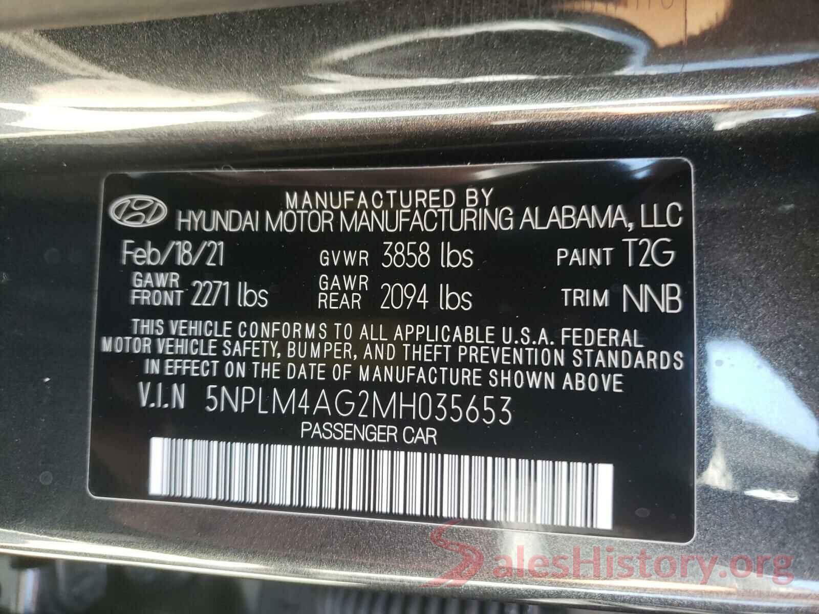 5NPLM4AG2MH035653 2021 HYUNDAI ELANTRA