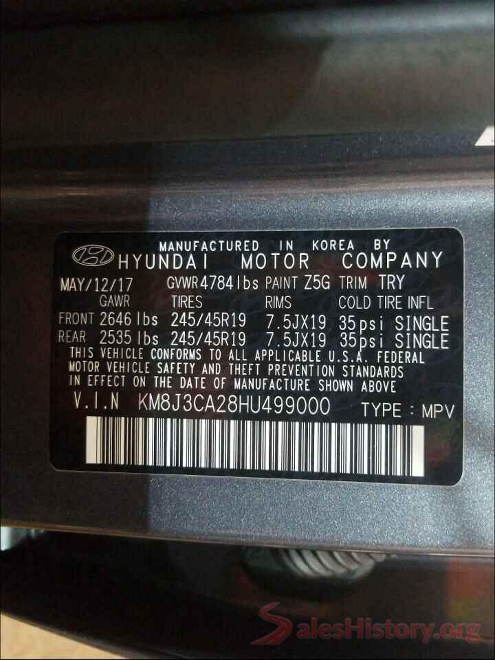 KM8J3CA28HU499000 2017 HYUNDAI TUCSON