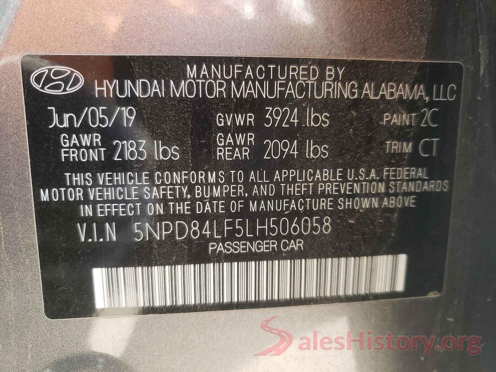 5NPD84LF5LH506058 2020 HYUNDAI ELANTRA