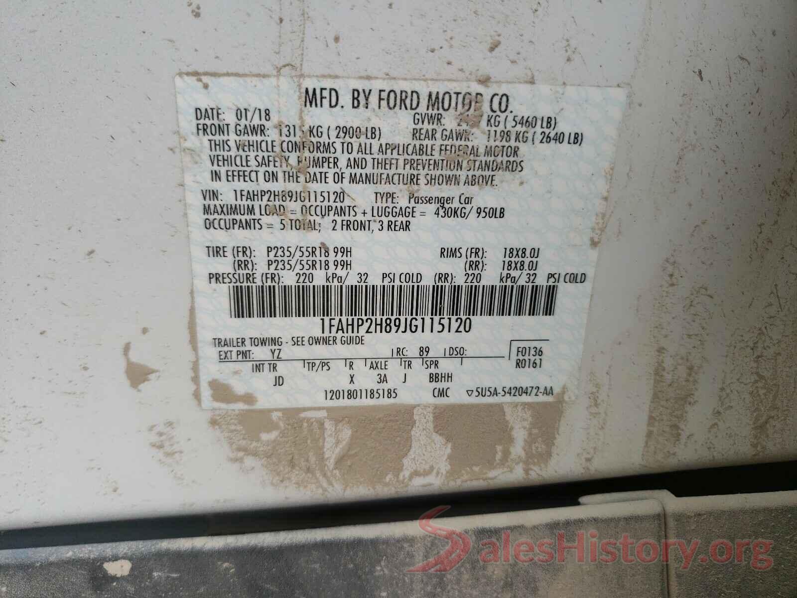 1FAHP2H89JG115120 2018 FORD TAURUS