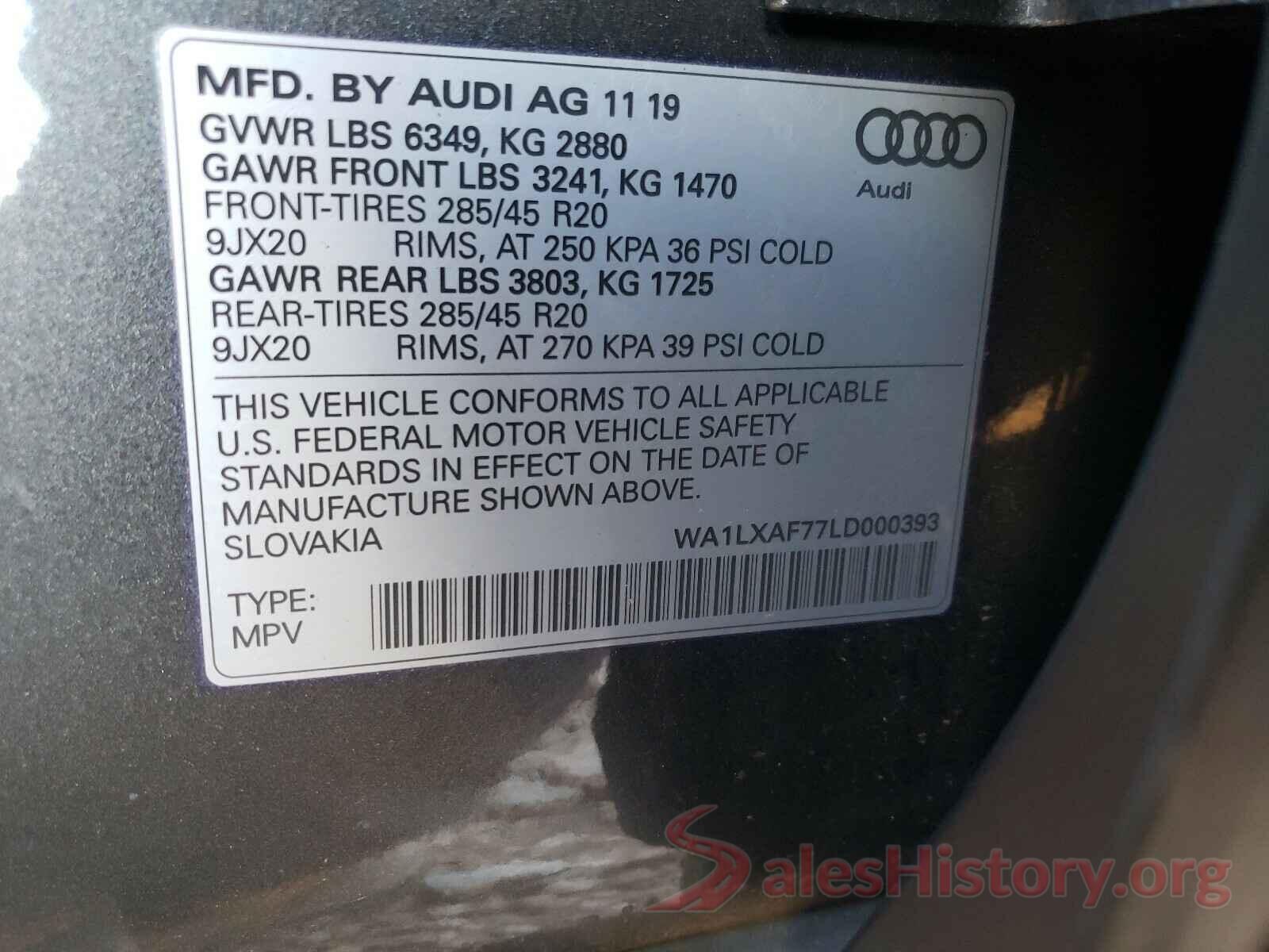 WA1LXAF77LD000393 2020 AUDI Q7