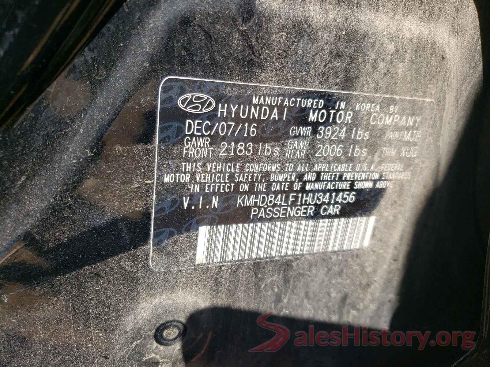 KMHD84LF1HU341456 2017 HYUNDAI ELANTRA