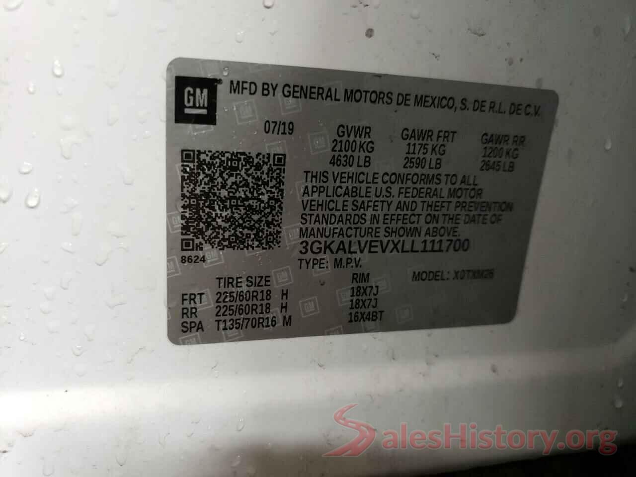 3GKALVEVXLL111700 2020 GMC TERRAIN