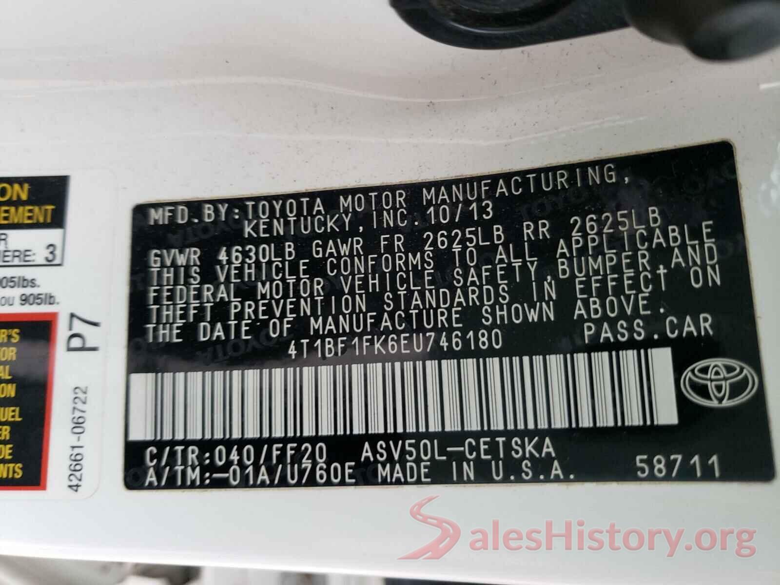 4T1BF1FK6EU746180 2014 TOYOTA CAMRY