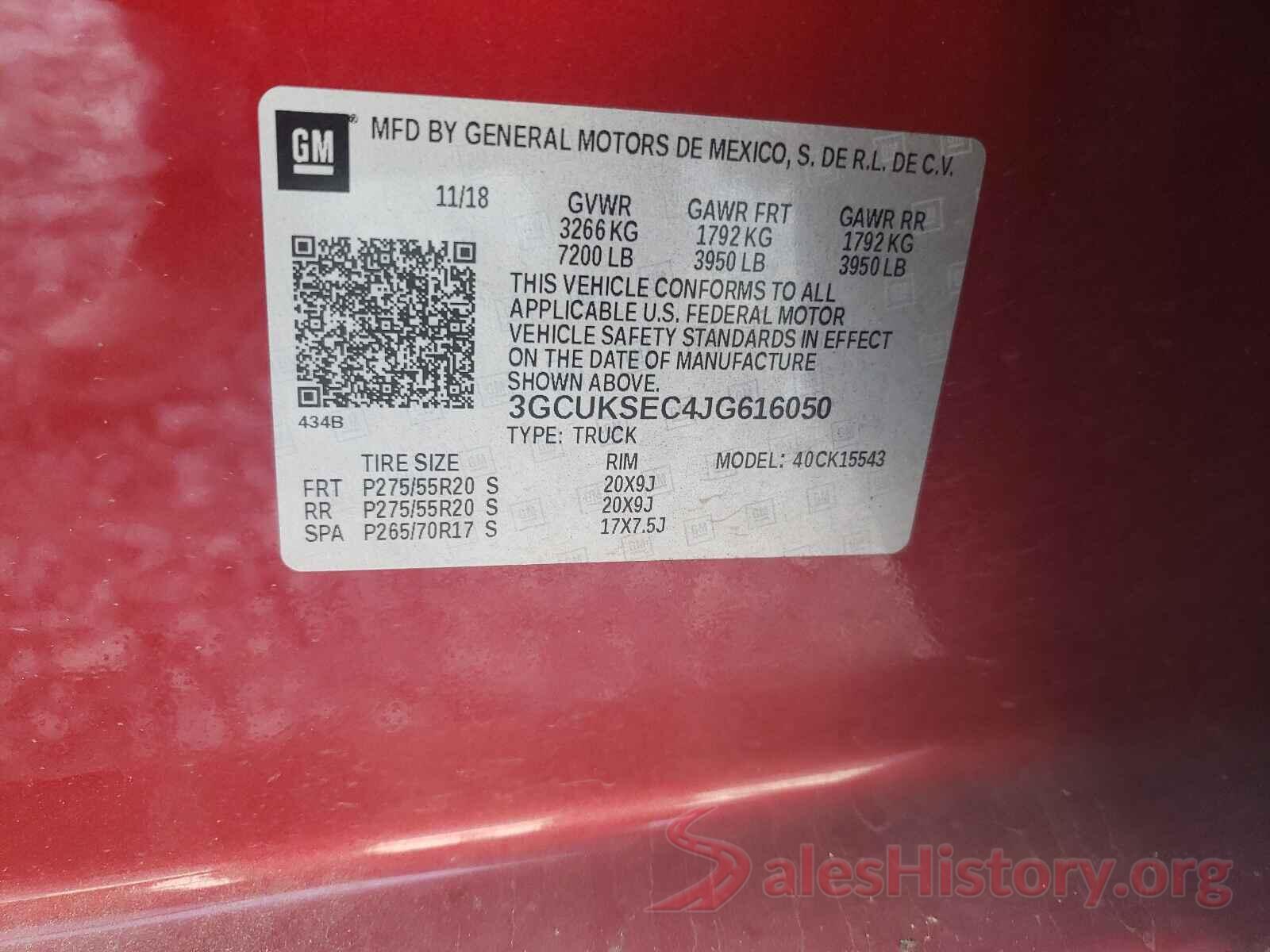 3GCUKSEC4JG616050 2018 CHEVROLET SILVERADO