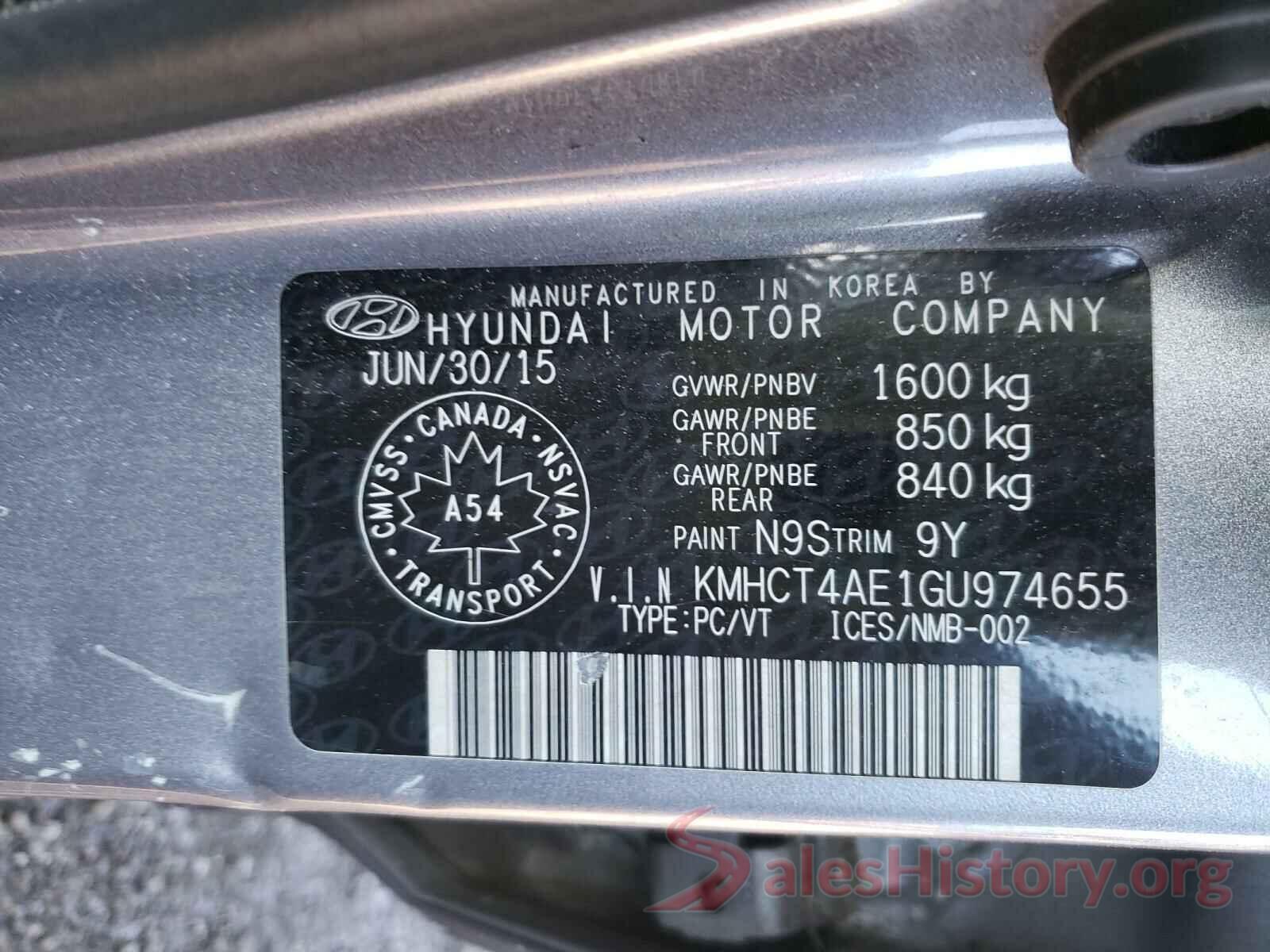 KMHCT4AE1GU974655 2016 HYUNDAI ACCENT