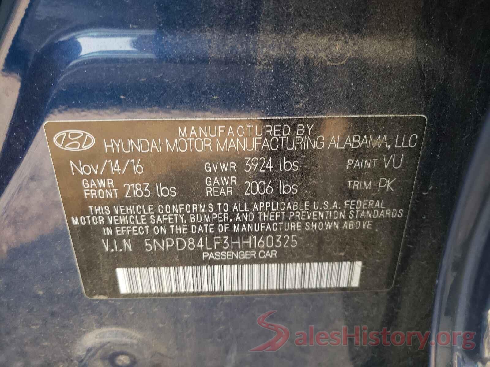 5NPD84LF3HH160325 2017 HYUNDAI ELANTRA