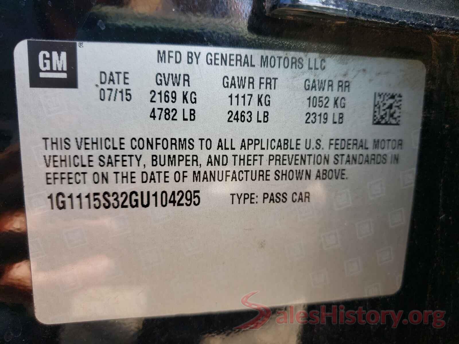 1G1115S32GU104295 2016 CHEVROLET IMPALA