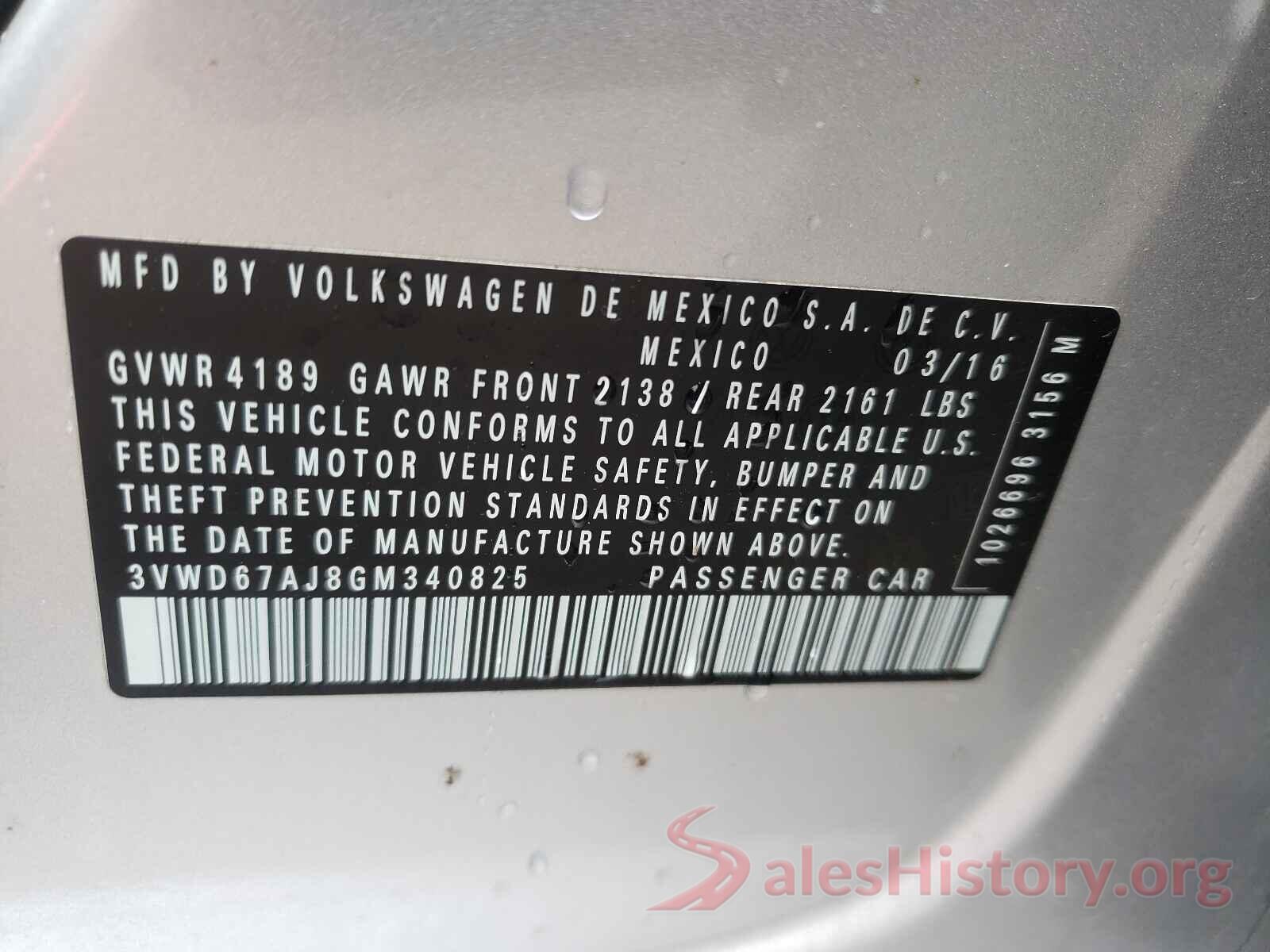 3VWD67AJ8GM340825 2016 VOLKSWAGEN JETTA