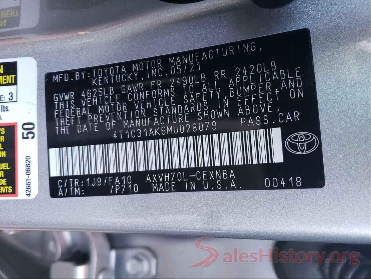 4T1C31AK6MU028079 2021 TOYOTA CAMRY