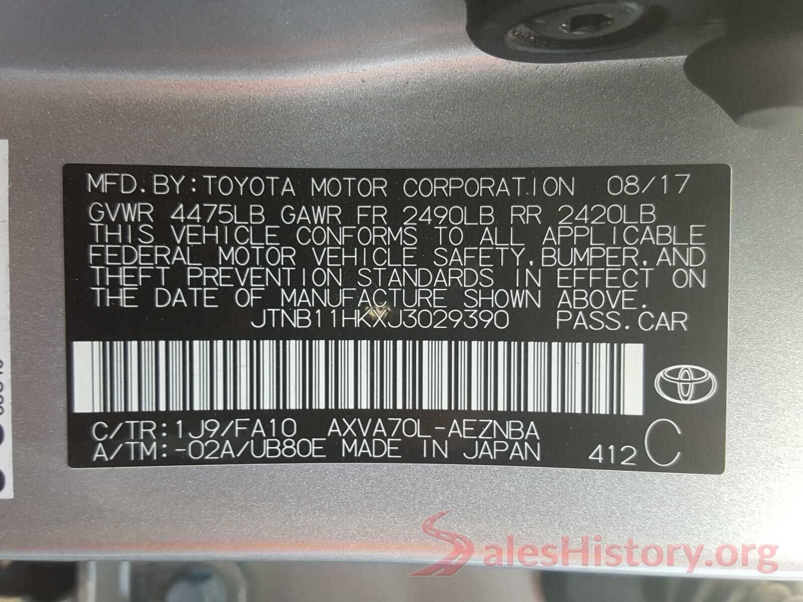 JTNB11HKXJ3029390 2018 TOYOTA CAMRY