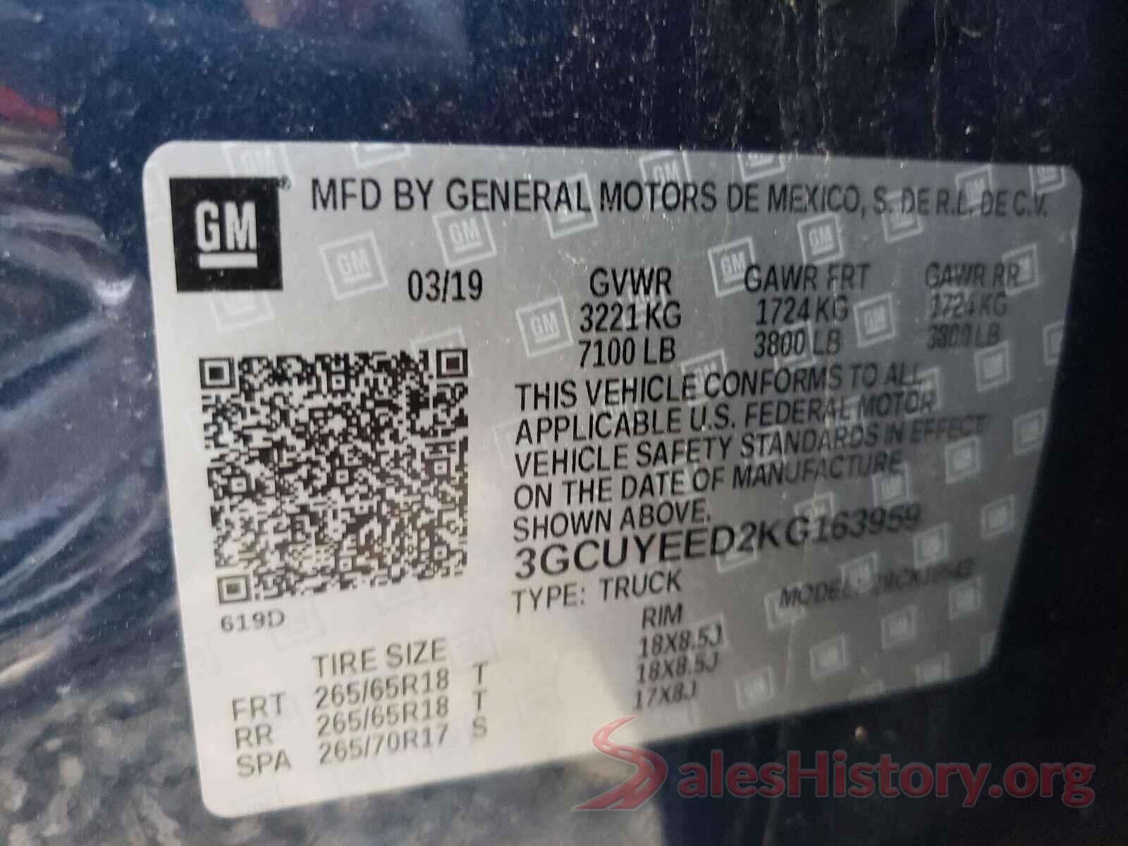 3GCUYEED2KG163959 2019 CHEVROLET SILVERADO