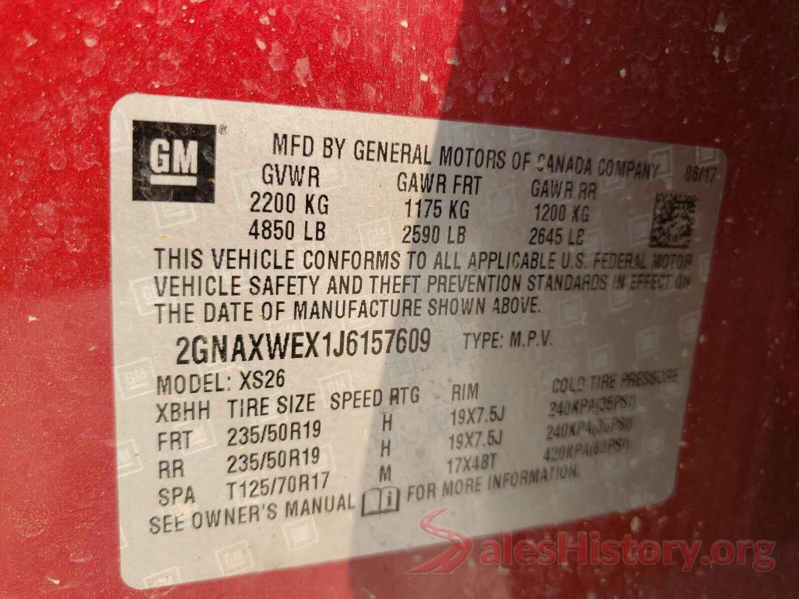 2GNAXWEX1J6157609 2018 CHEVROLET EQUINOX