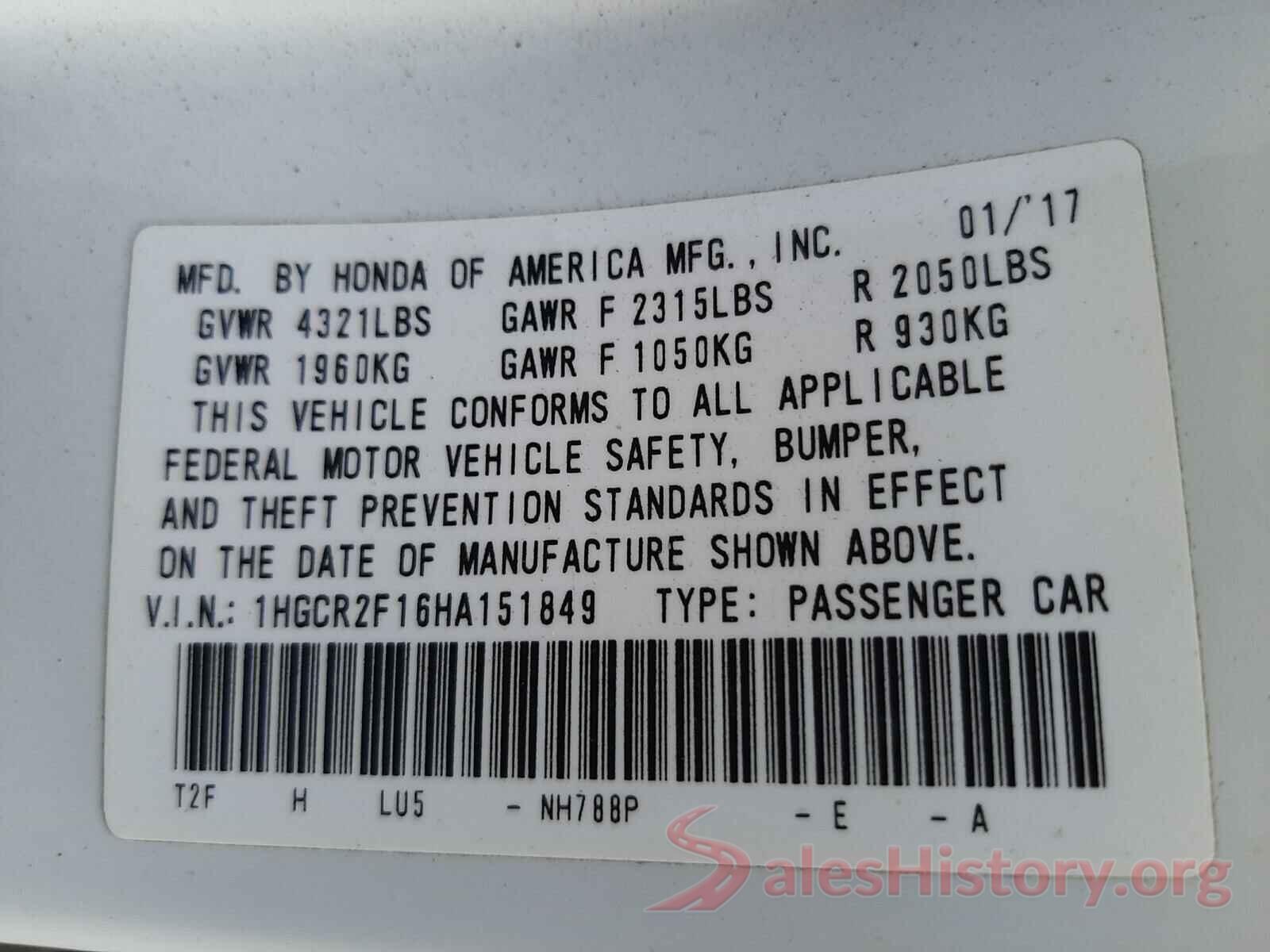 1HGCR2F16HA151849 2017 HONDA ACCORD