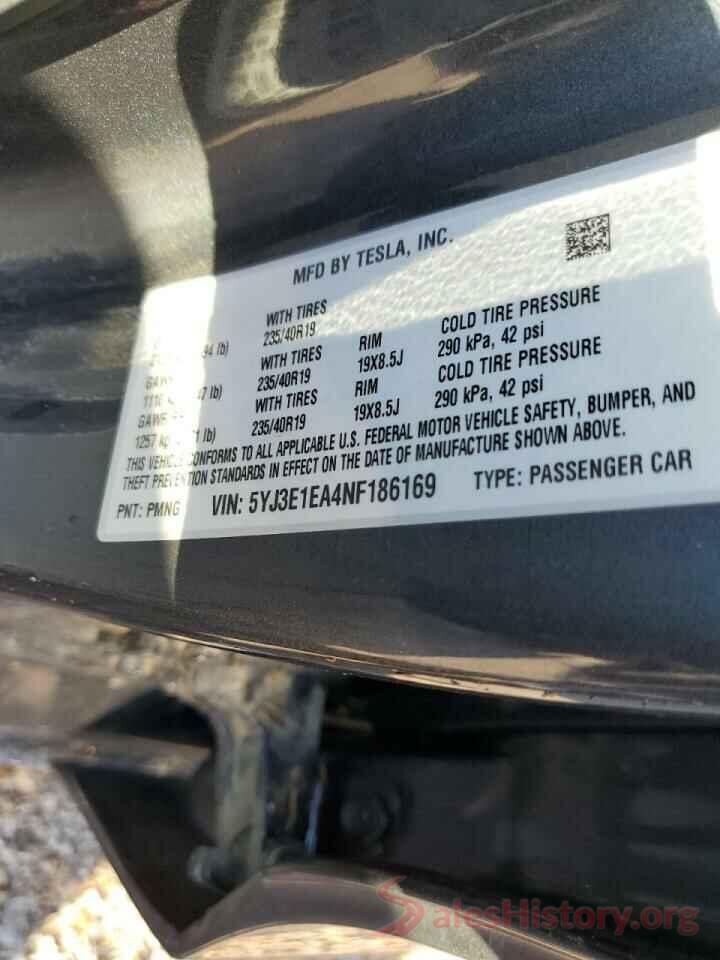 5YJ3E1EA4NF186169 2022 TESLA MODEL 3