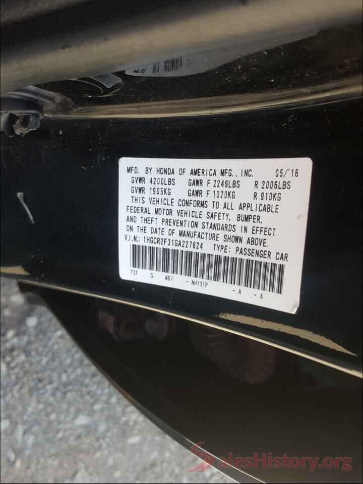 1HGCR2F31GA227624 2016 HONDA ACCORD