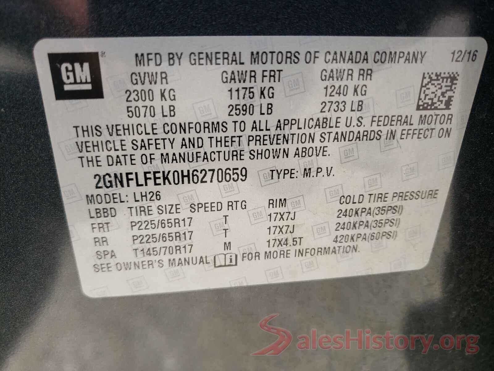 2GNFLFEK0H6270659 2017 CHEVROLET EQUINOX